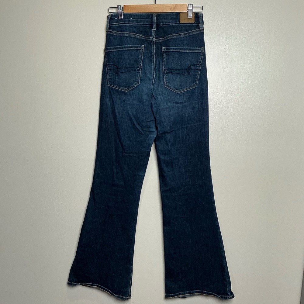 American Eagle Curvy Highest Rise Flare Jeans Women's 8 Dark Wash Denim - Picture 4 of 9